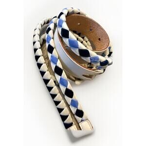 Vintage Malo Italian Braided Velvet And Leather Belt Unisex Size 40